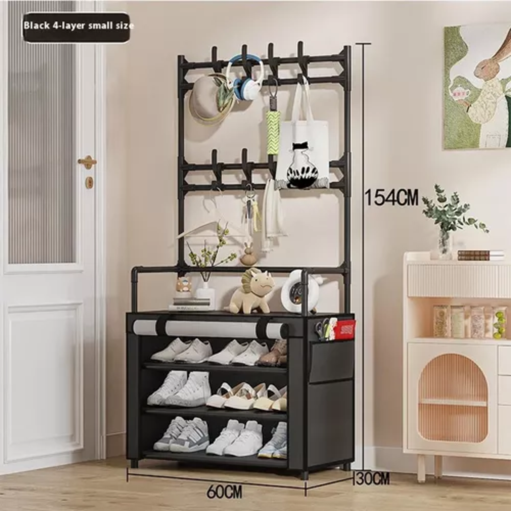 Zapatero Perchero Ganchos Organizador Metalico Con Forro