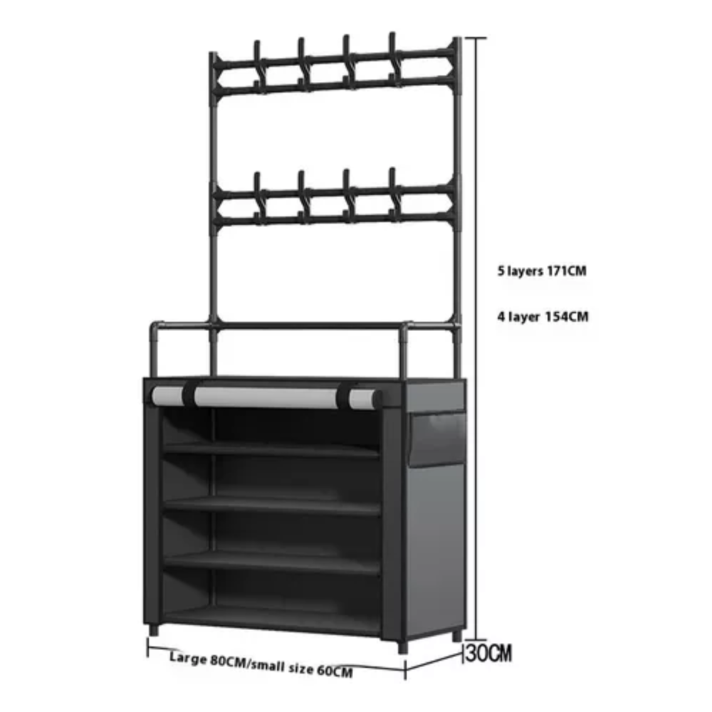 Zapatero Perchero Ganchos Organizador Metalico Con Forro