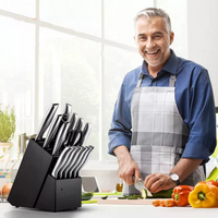 Thumbnail for Juego Cuchillos Cocina Set 15 Piezas Acero Base De Madera