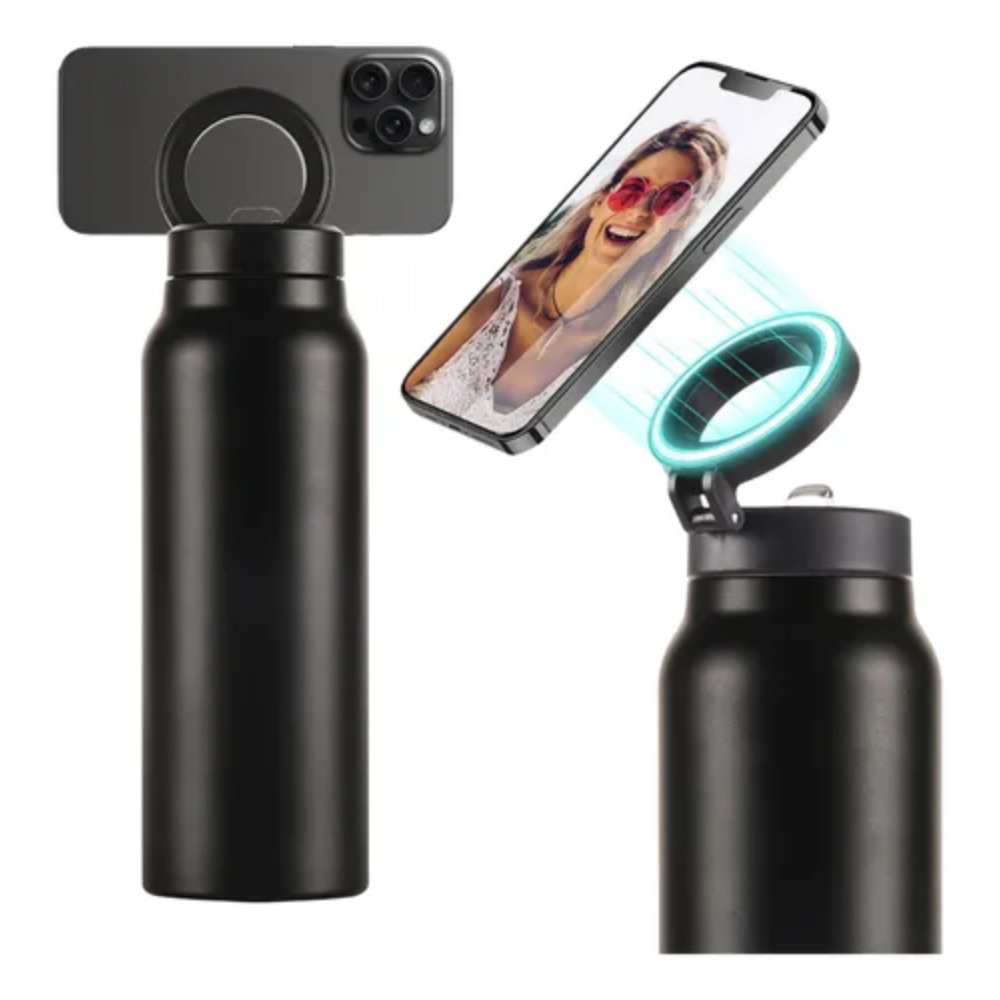 📱✨Termo Botella Agua Acero Inoxidable + Soporte Imán Celular