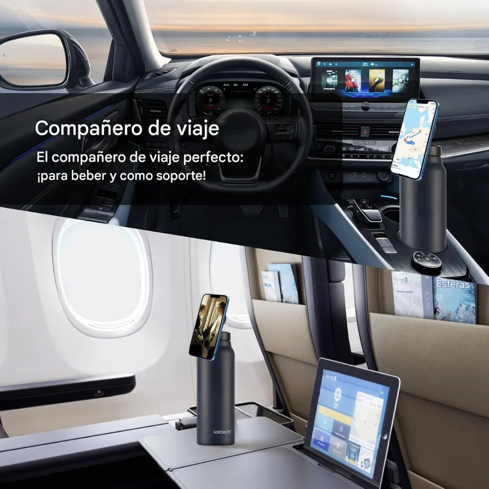 📱✨Termo Botella Agua Acero Inoxidable + Soporte Imán Celular