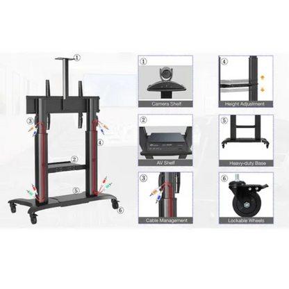 Soporte Tv 70 A 100 Pulgadas Pedestal Ruedas Resiste 90kg