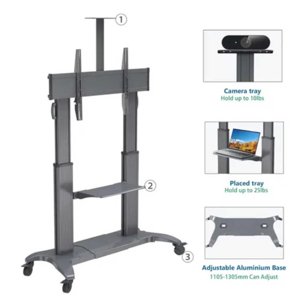 Soporte Tv 70 A 100 Pulgadas Pedestal Ruedas Resiste 90kg