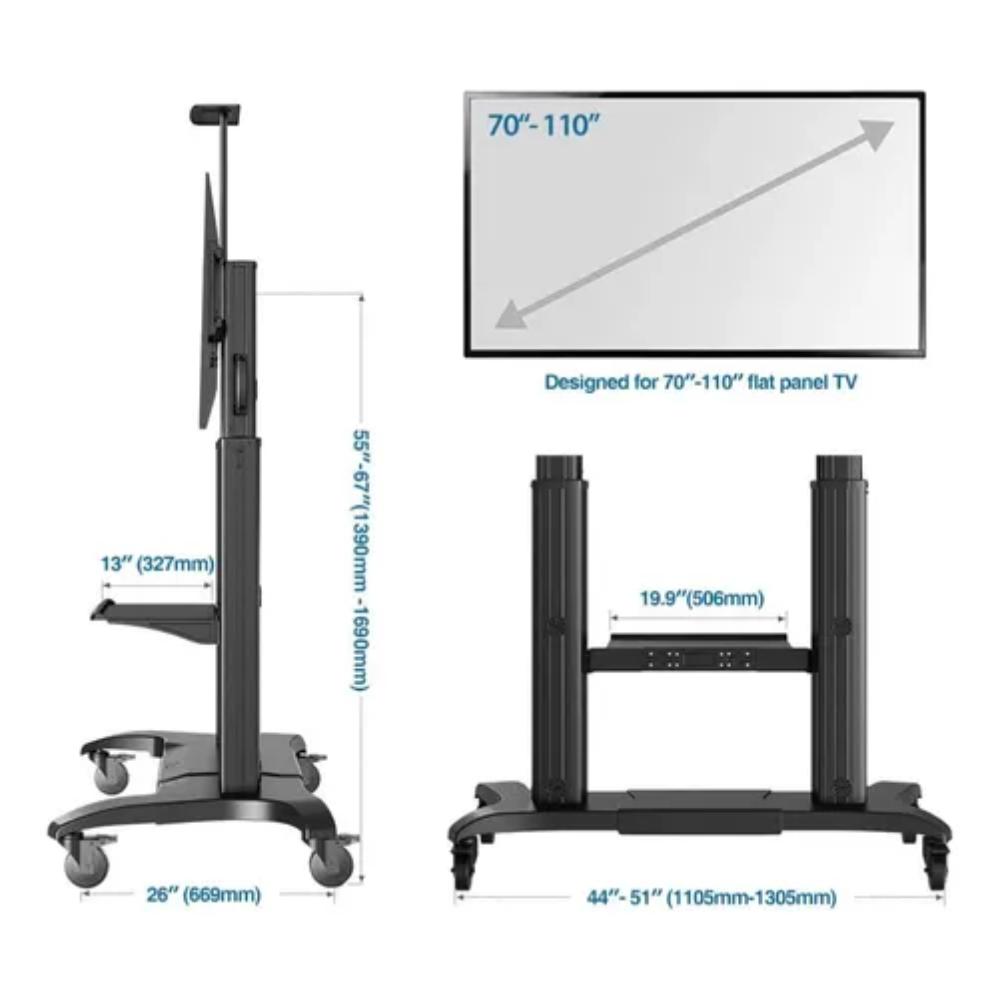 Soporte Tv 70 A 100 Pulgadas Pedestal Ruedas Resiste 90kg