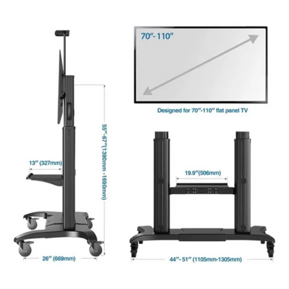 Soporte Tv 70 A 100 Pulgadas Pedestal Ruedas Resiste 90kg