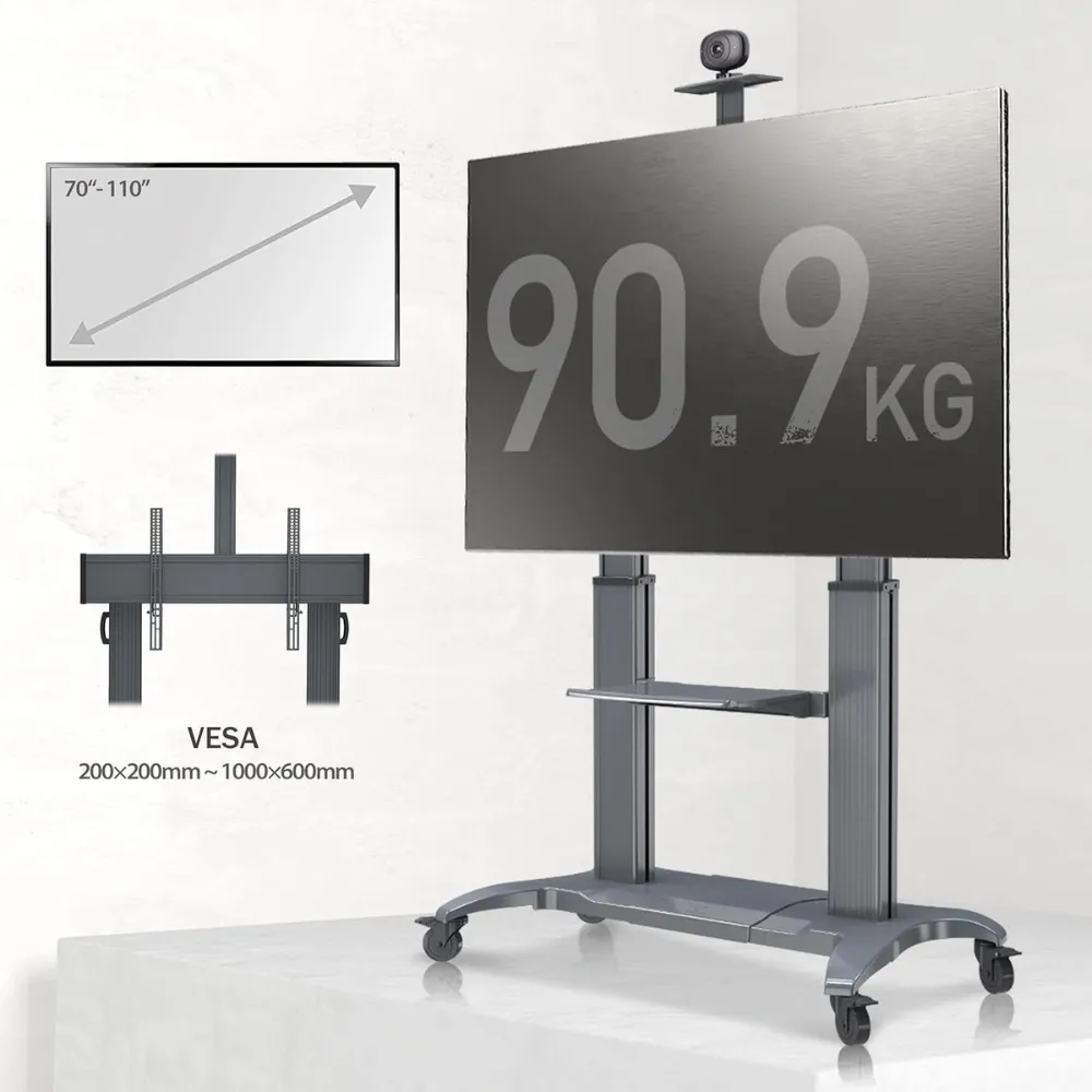 Soporte Tv 70 A 100 Pulgadas Pedestal Ruedas Resiste 90kg