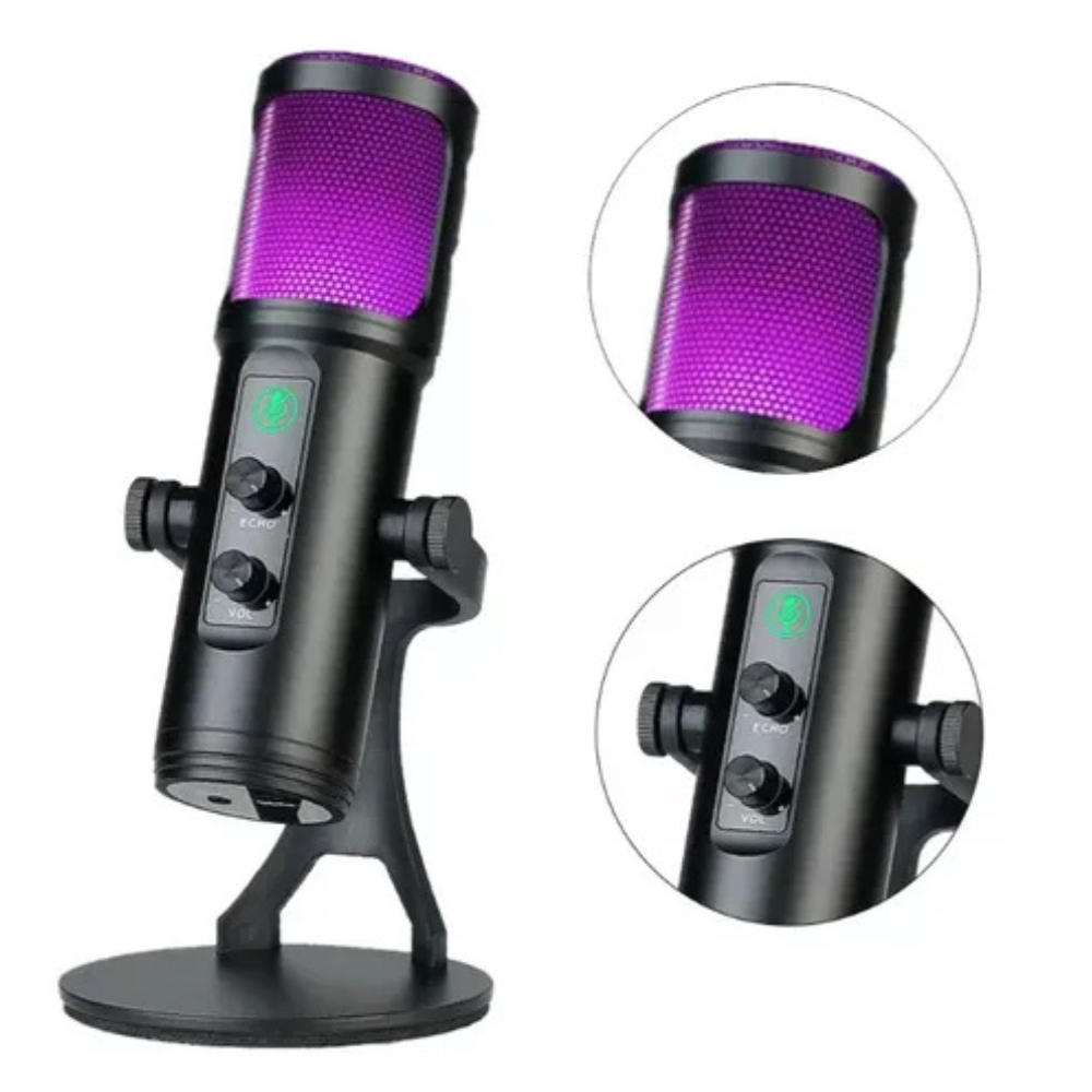 🎤✨Micrófono De Estudio Profesional Usb Luz Rgb Para Pc Zx-776