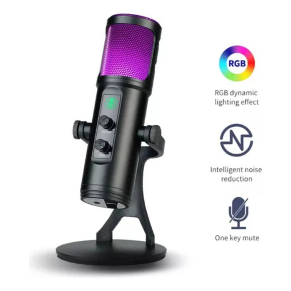 🎤✨Micrófono De Estudio Profesional Usb Luz Rgb Para Pc Zx-776
