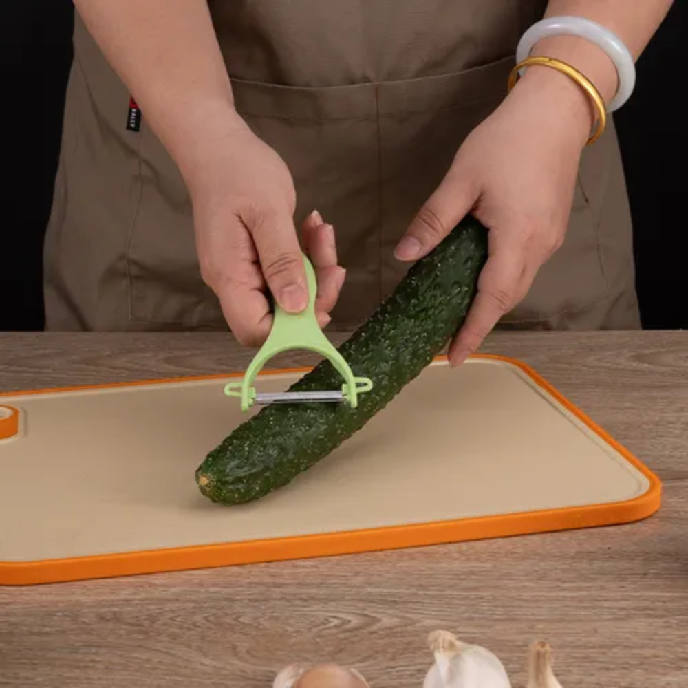 Kit Herramientas Cocina Cuchillos Con Tabla Rosa Pálido