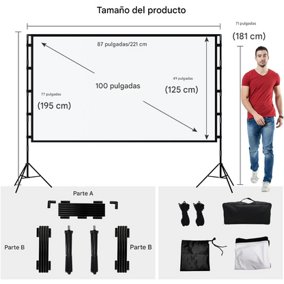 Telón Proyector 100 Pulgadas Con Trípode Y Maleta 16:9