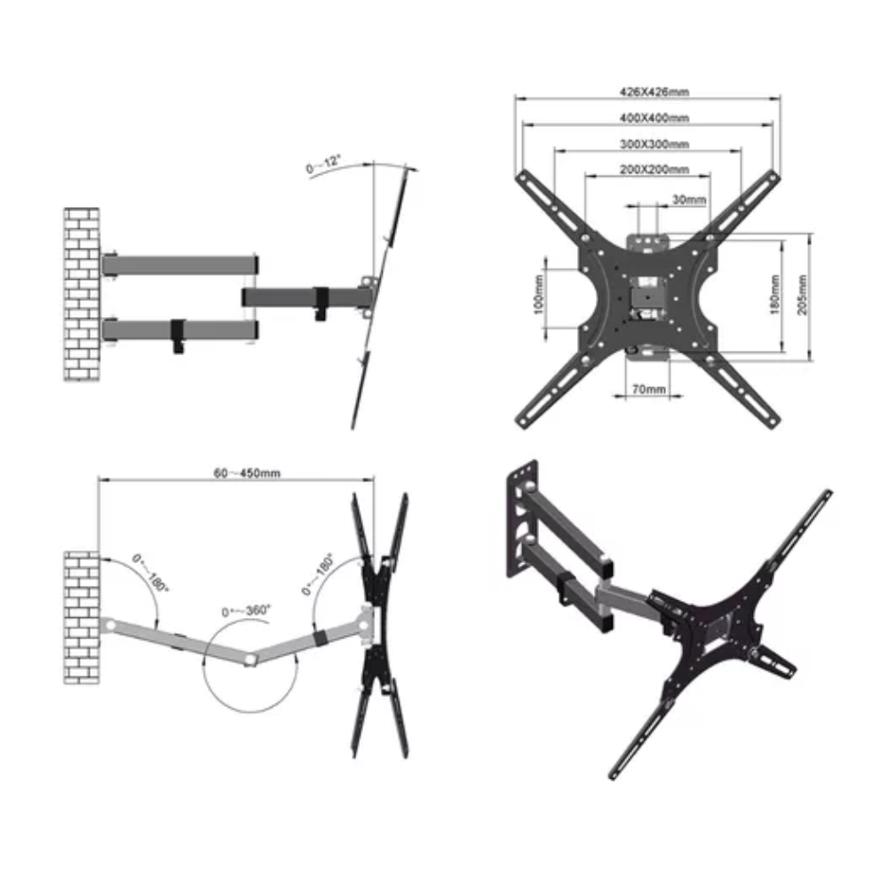 Soporte De Pared Movible Para Tv De 32 A 55 North Bayou X400
