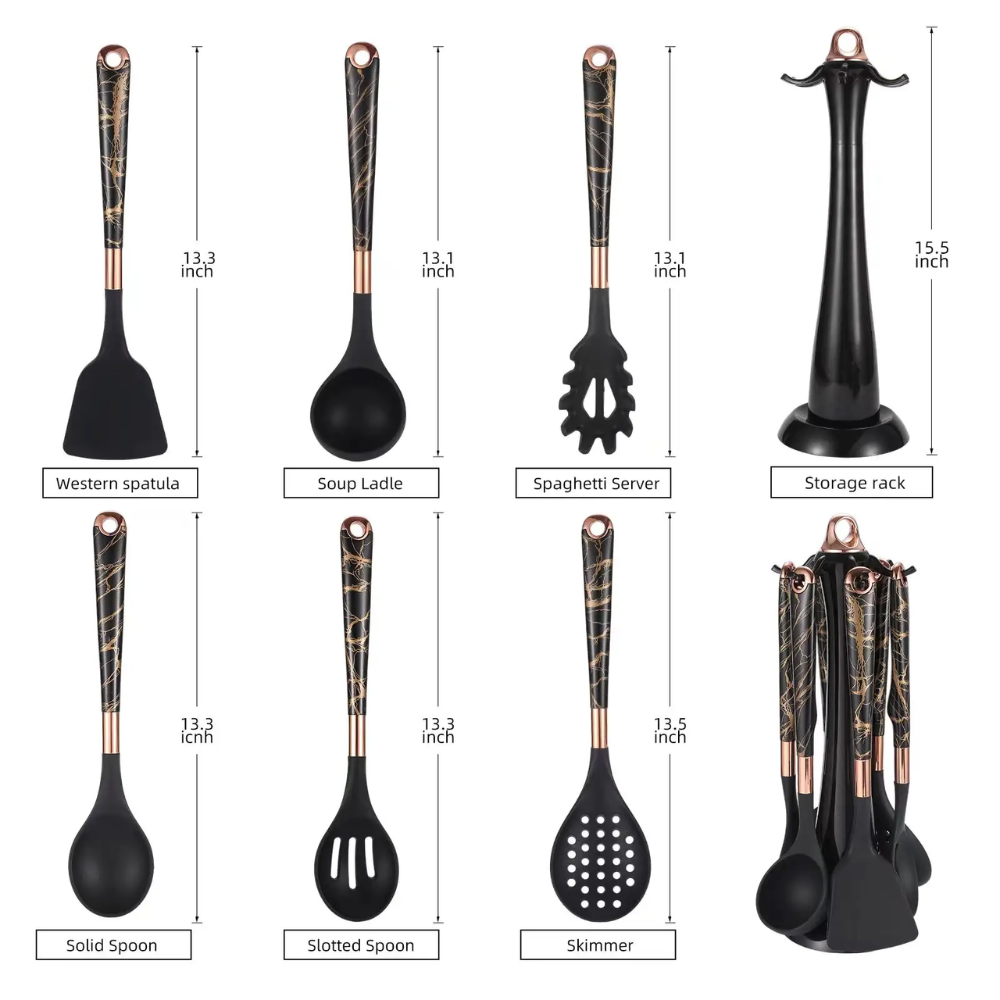 Juego De Utensilios De Cocina En Silicona 7 Pcs Con Base