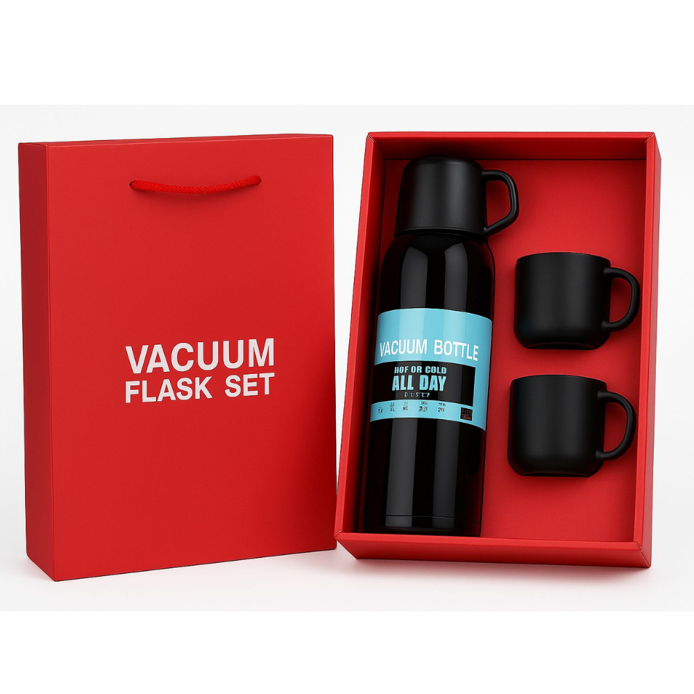 ✅Termo 500ml Acero Inoxidable Térmico +3 Tazas Estuche Regalo
