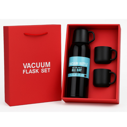 ✅Termo 500ml Acero Inoxidable Térmico +3 Tazas Estuche Regalo