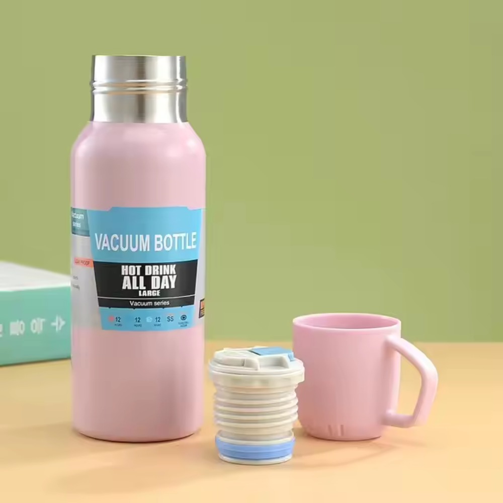 ✅Termo 500ml Acero Inoxidable Térmico +3 Tazas Estuche Regalo