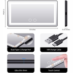 ESPEJO DE MAQUILLAJE RECARGABLE 3 TONOS LED PARA CARRO