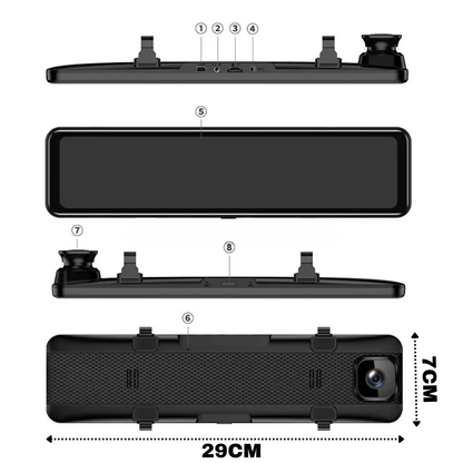 Espejo Retrovisor Con Camara Táctil Wifi 1080p 12 Pulgadas