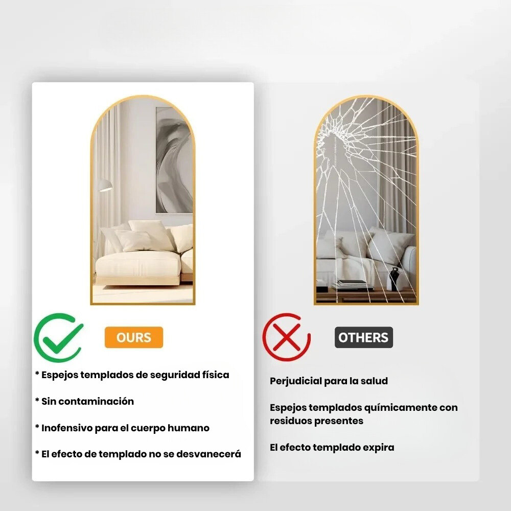 Espejo De Pie O Inclinado Longitud Completa Irrompible 80x40