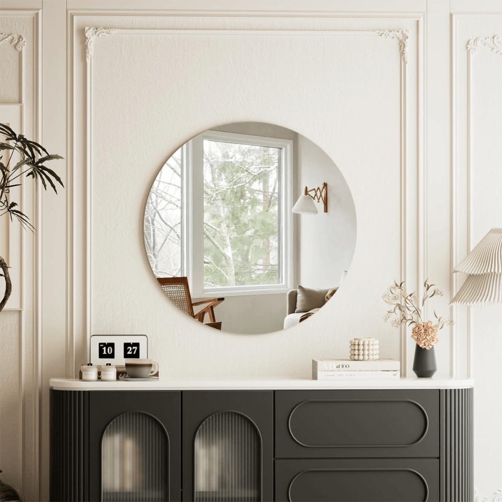 Espejo De Pared Redondo Irrompible 50cm Diametro Decorativo