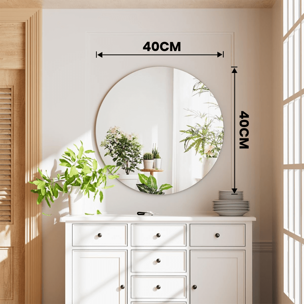 Espejo De Pared Redondo Irrompible 50cm Diametro Decorativo