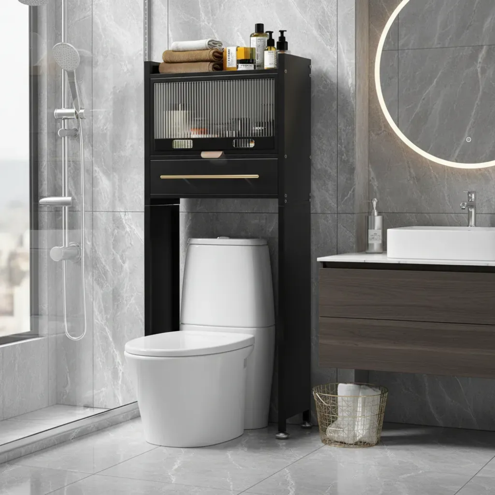 Mueble Organizador Baño Estante Metalico Moderno Premium Negro