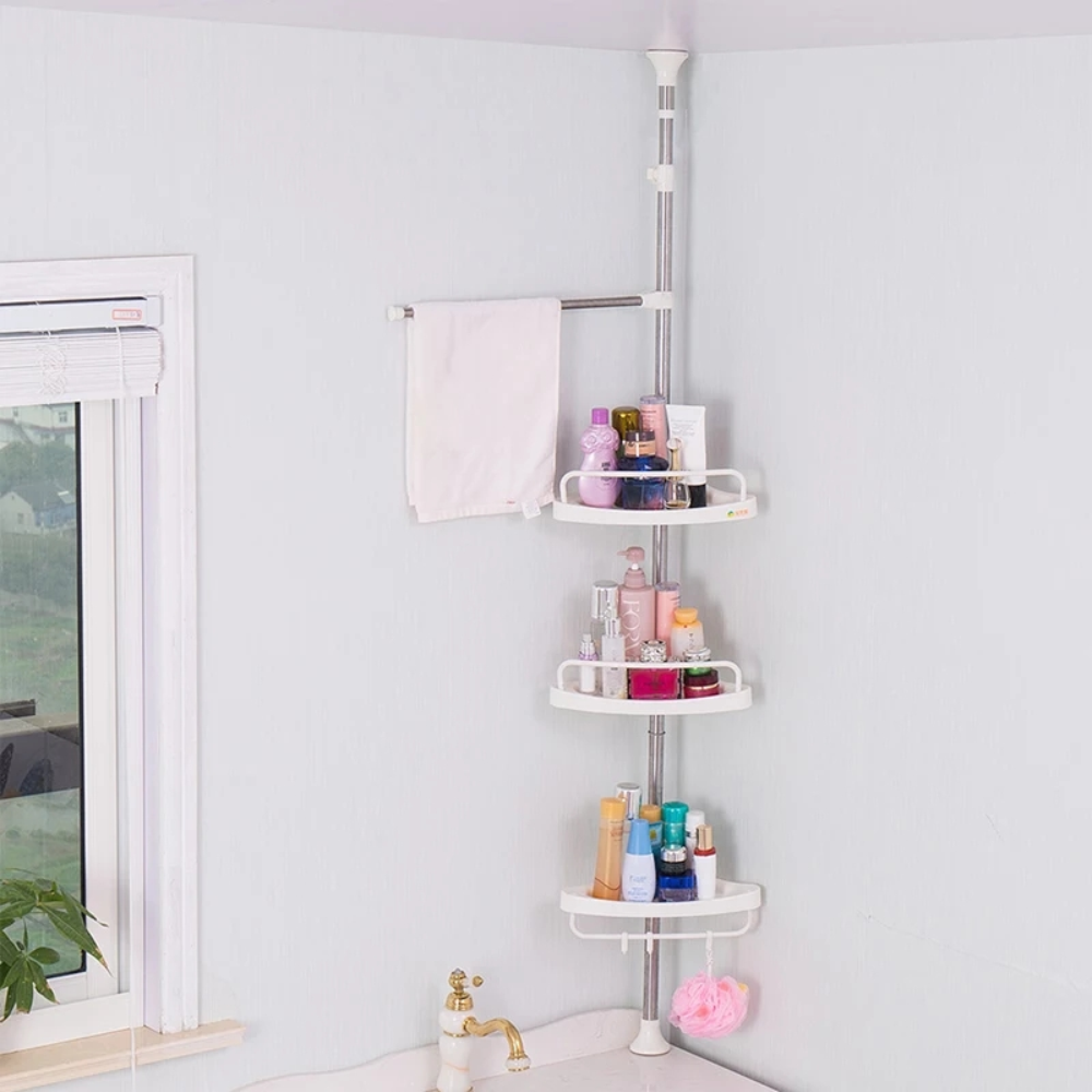 🛁Estante Esquinero Para Baño Ajustable Altura Hasta 2.60m🚿