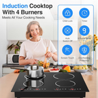 Estufa De Inducción 3600w Empotrable Juego De Ollas Renahous