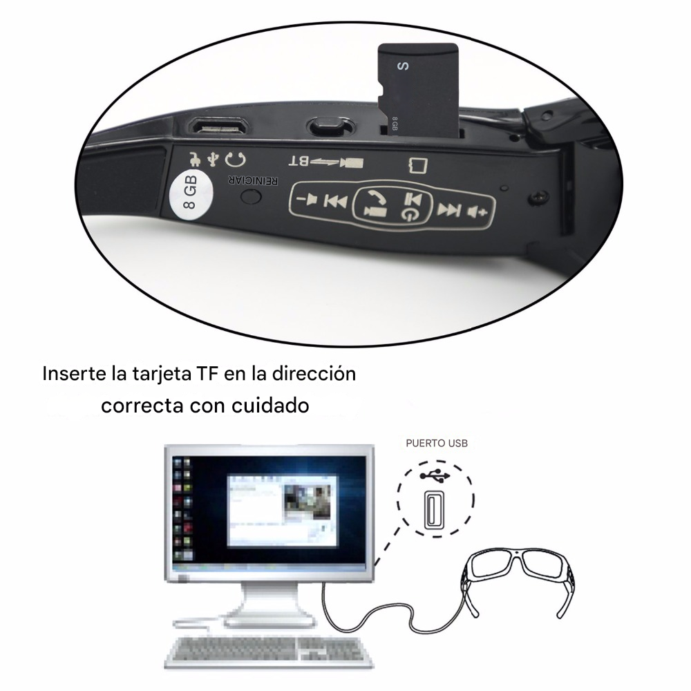 Camara Espía Gafas Espía 4k Video Audio Fotos Soporta 128gb