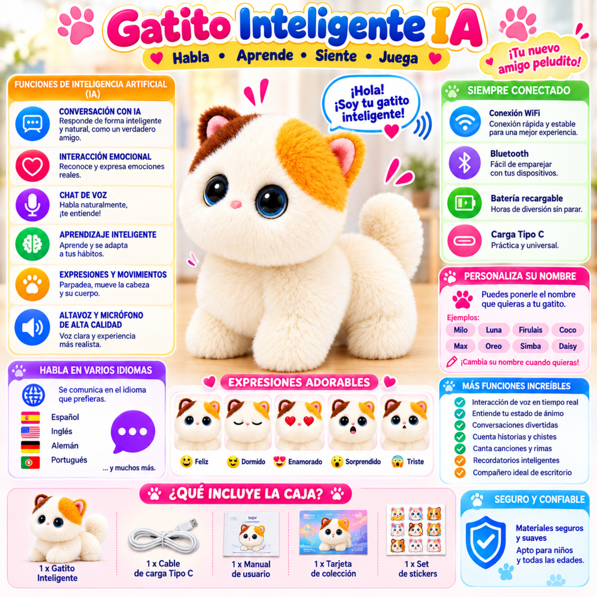 Peluche Interactivo Inteligencia Artificial Voz App Tuya Wifi