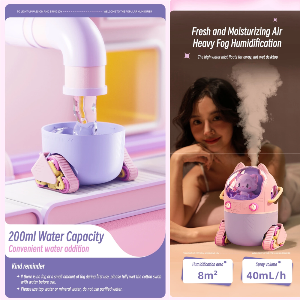 Difusor De Aromas Humificador Con Luces Led Gato