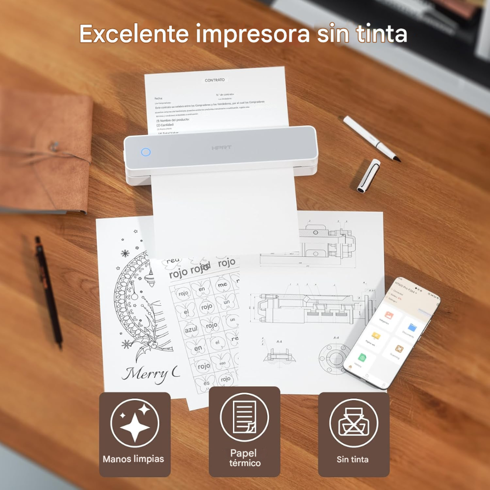 Impresora Termica Portatil A4 Hprt Mt610 + Paquete100 Hojas