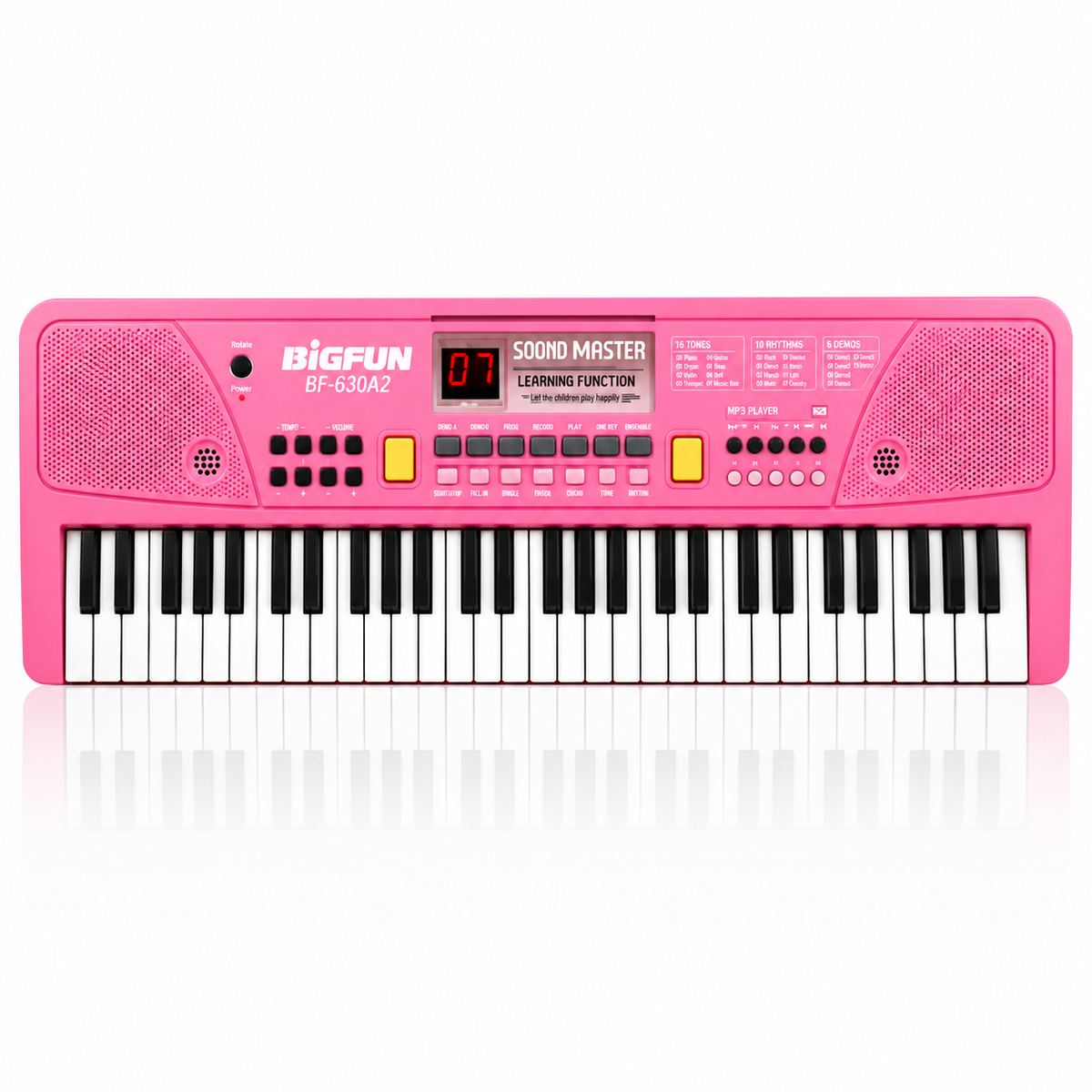 Organeta Infantil Bigfun 61 Teclas Micrófono Rosado Grabación 16 Tonos