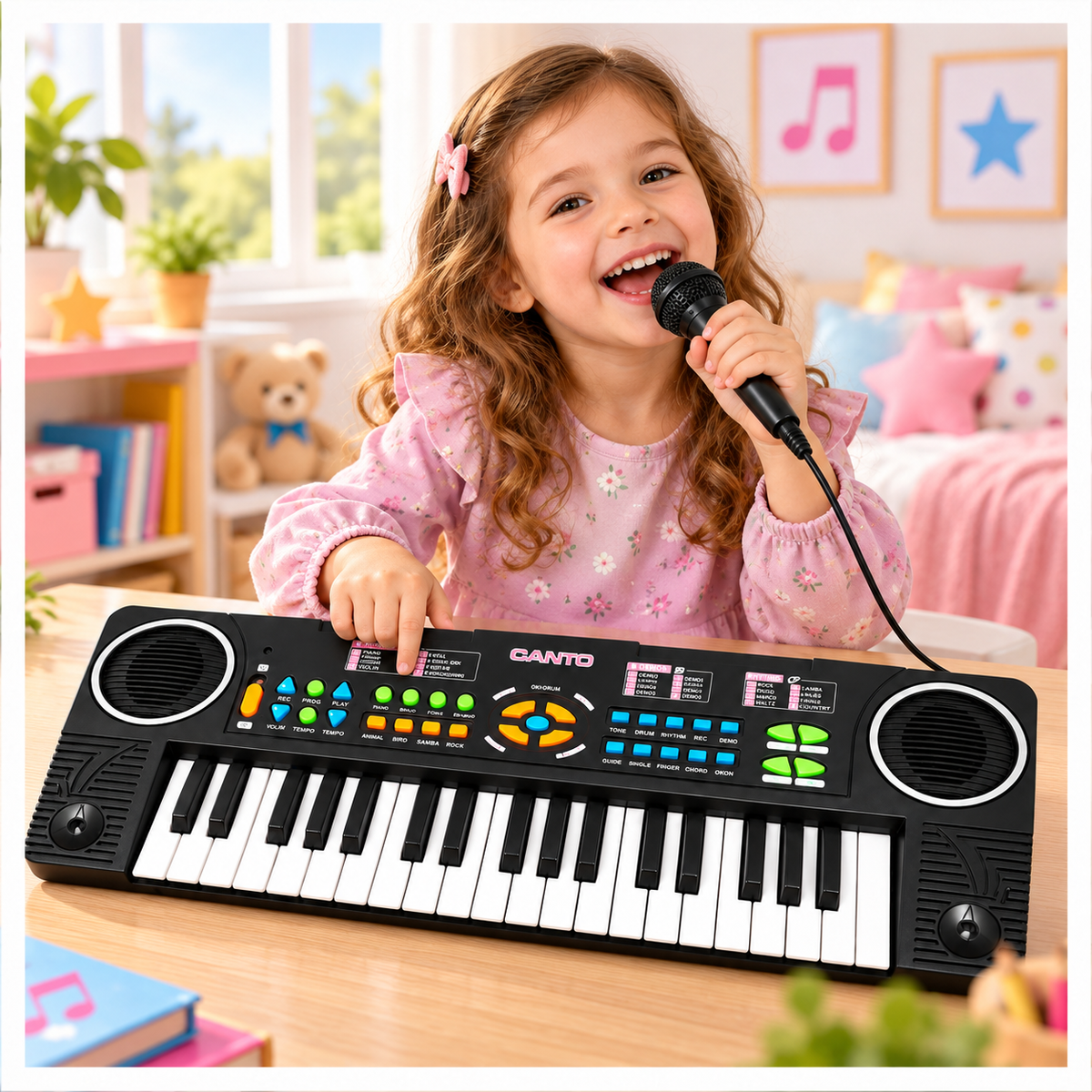 Piano Organeta Infantil 37 Teclas Micrófono Ritmos Música