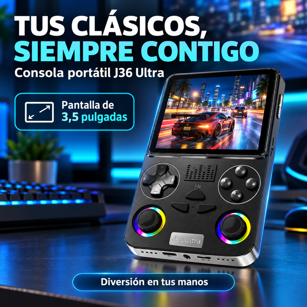 Consola Portátil J36 Ultra Juegos Retro WiFi IPS Doble Joystick RGB Youtube