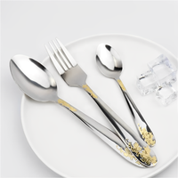 Juego De Cubiertos Acero Inoxidable 36 Pcs Grabado Dorado