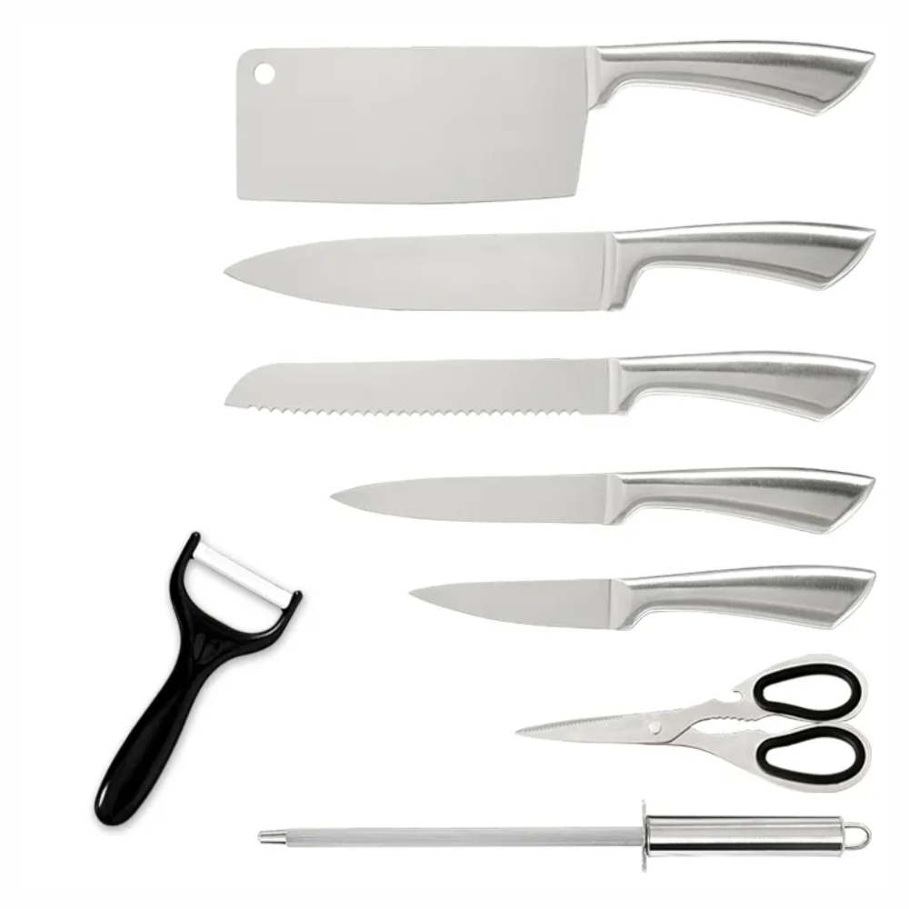 Juego De Cuchillos En Acero Bass 8 Pcs + Base Giratoria
