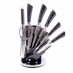 Juego De Cuchillos En Acero Bass 8 Pcs + Base Giratoria
