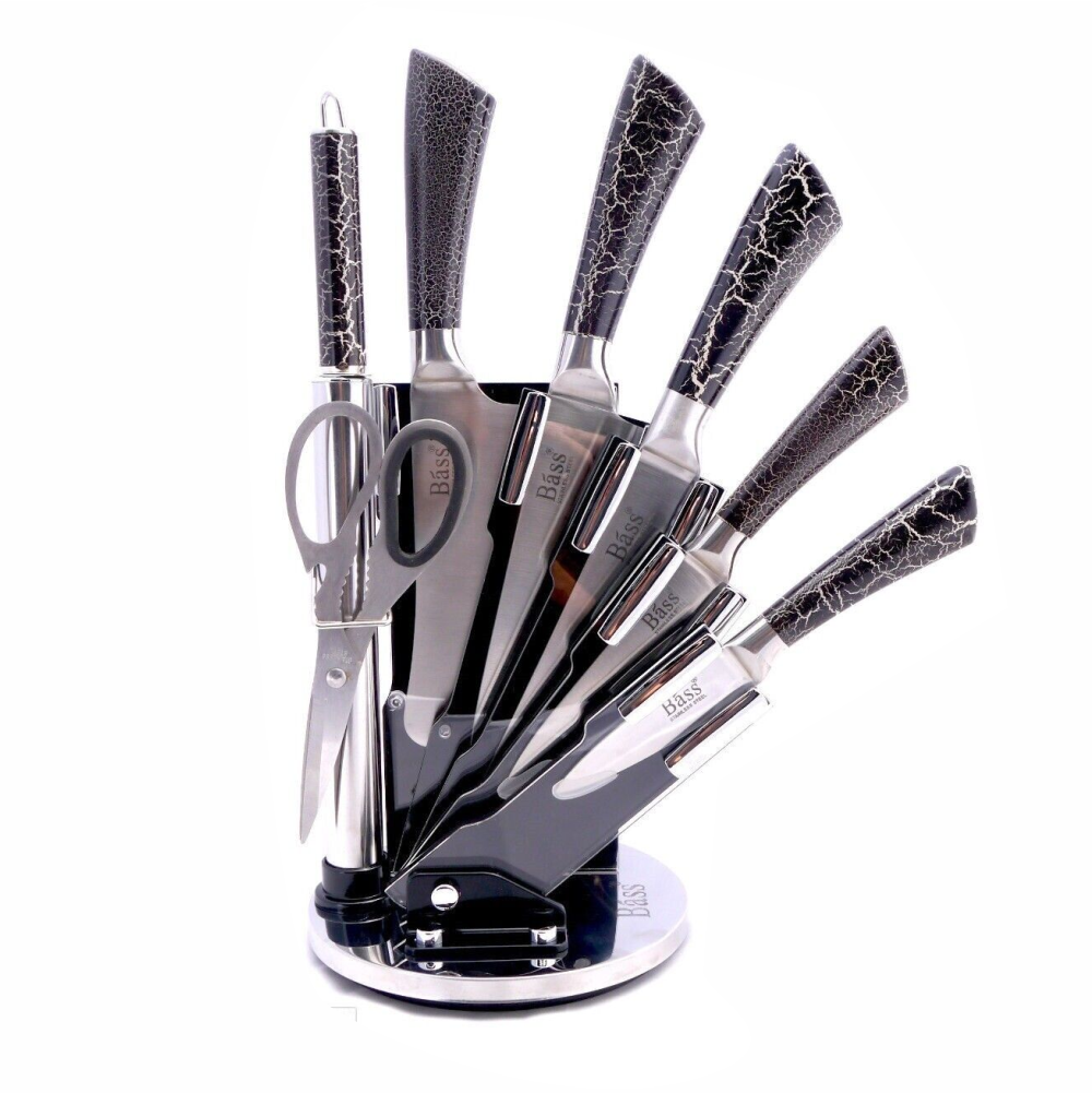 Juego De Cuchillos En Acero Bass 8 Pcs + Base Giratoria