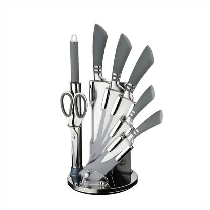 Juego De Cuchillos En Acero Bass 8 Pcs + Base Giratoria