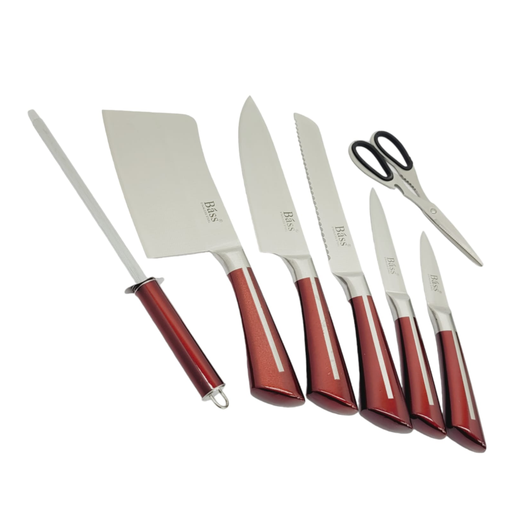 Juego De Cuchillos En Acero Bass 8 Pcs + Base Giratoria