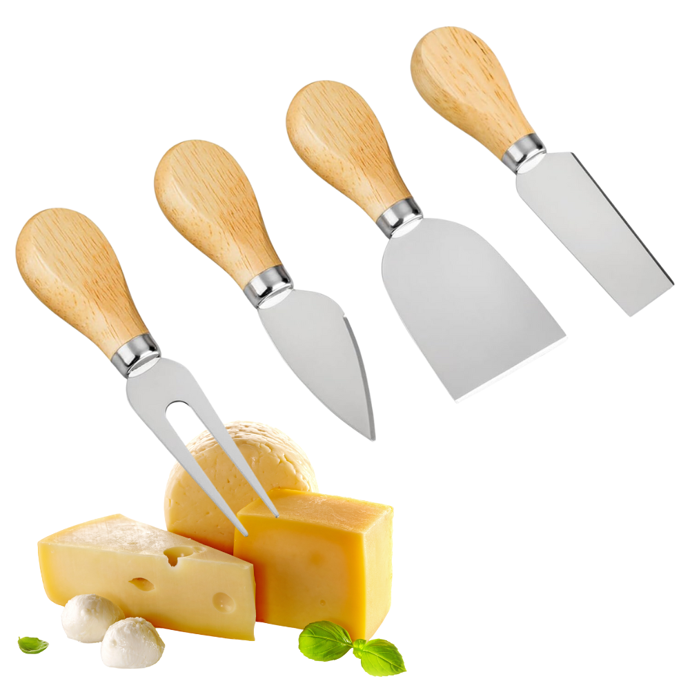 Juego De Cuchillos Para Quesos Set En Acero Mango De Madera