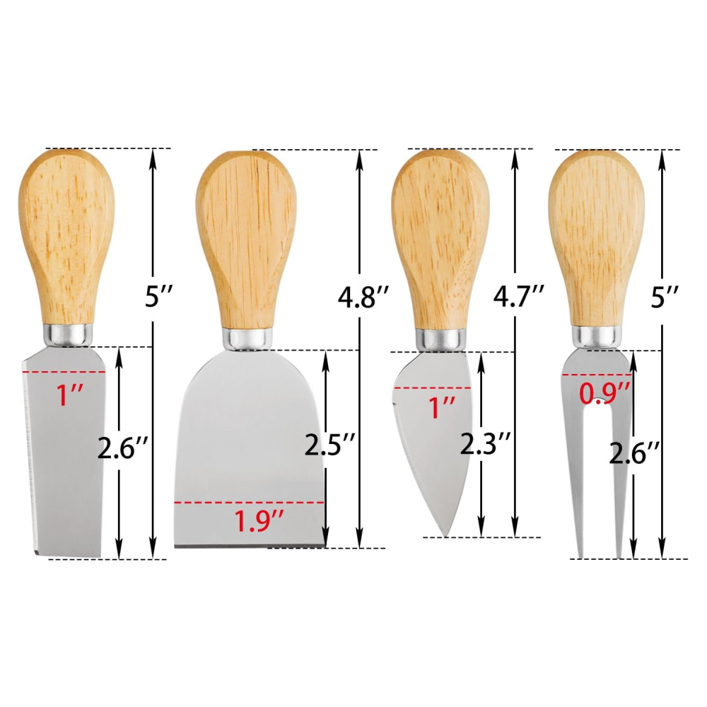 Juego De Cuchillos Para Quesos Set En Acero Mango De Madera