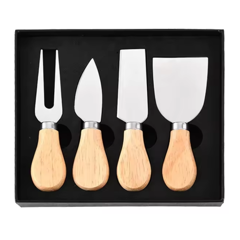 Juego De Cuchillos Para Quesos Set En Acero Mango De Madera