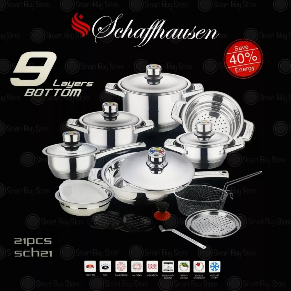 Juego De Ollas Acero Quirúrgico Termostato Schaffhausen 21pc