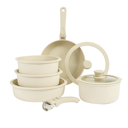 ✨Bateria Ollas Marmol Mango Desmontable Regalo Set Utensilios✨