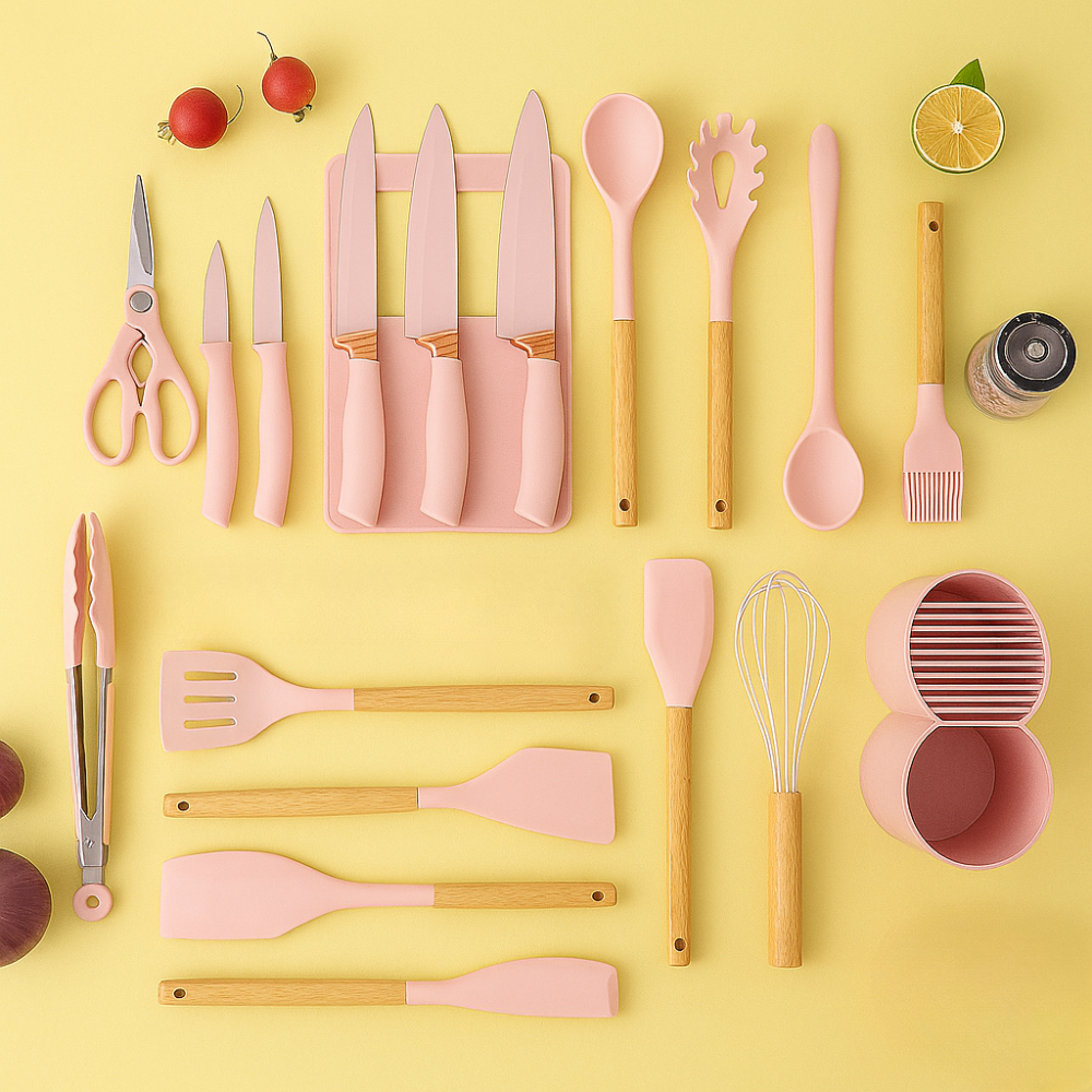 ✨Bateria Ollas Marmol Mango Desmontable Regalo Set Utensilios✨