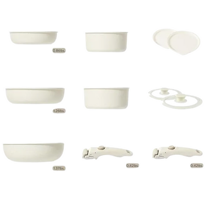 ✨Bateria Ollas Marmol Mango Desmontable Regalo Set Utensilios✨
