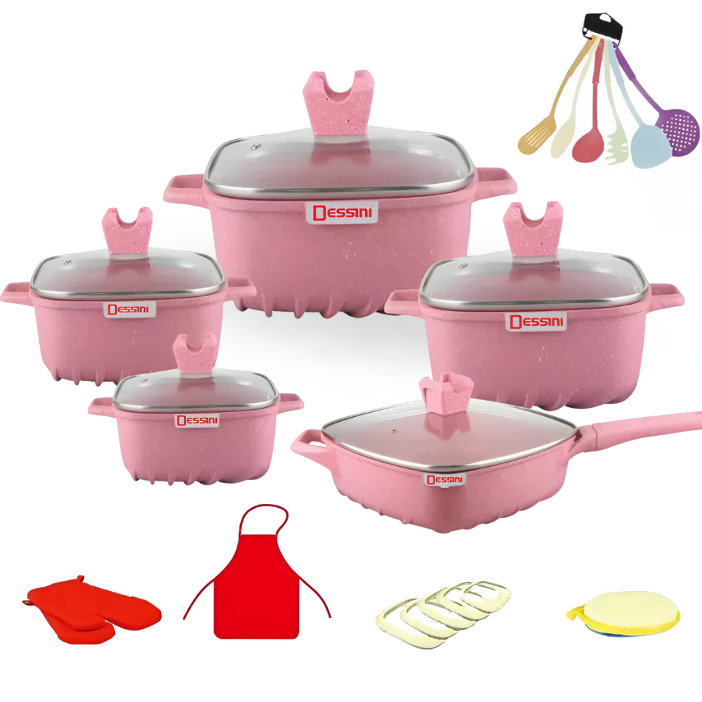 Juego De Ollas Bateria De Cocina En Granito Dessini 25 Pcs