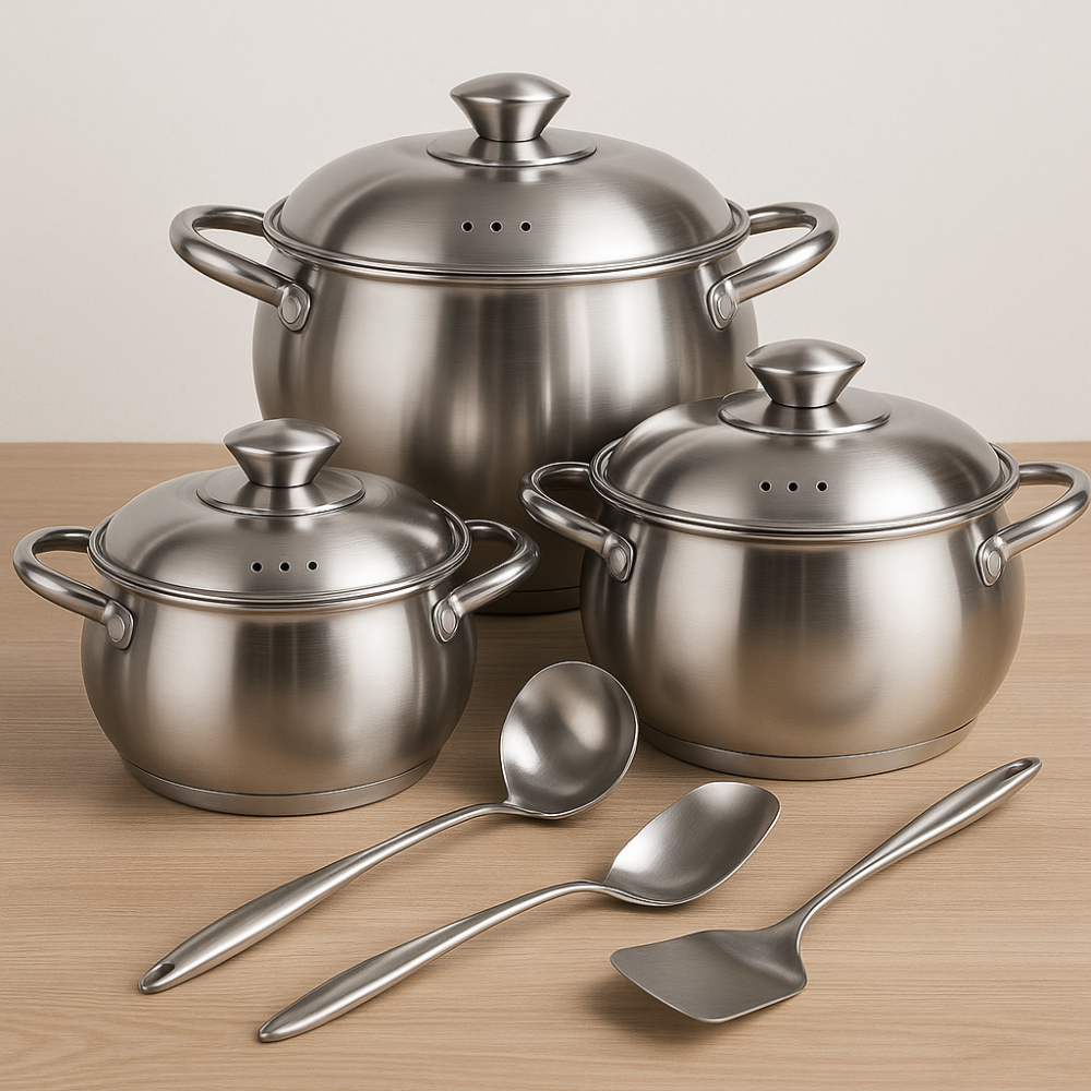 Bateria Cocina Juego Ollas Acero Quirurgico 3,6,9l Swisshome