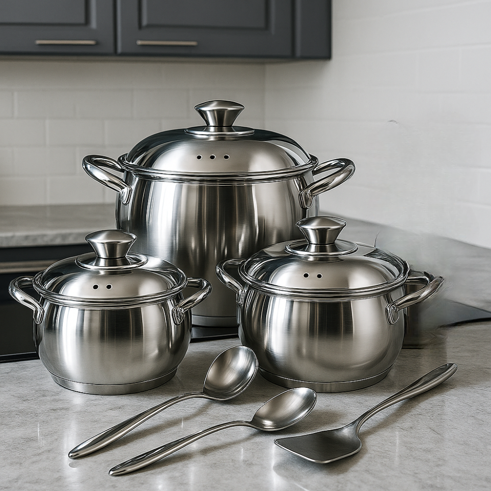 Bateria Cocina Juego Ollas Acero Quirurgico 3,6,9l Swisshome